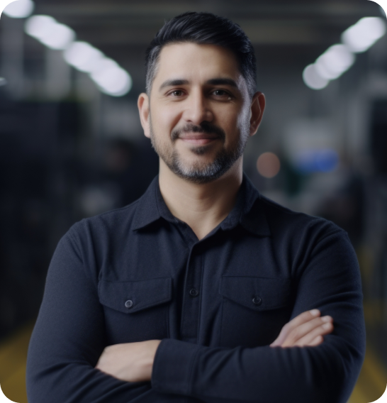 Homem de braços cruzados